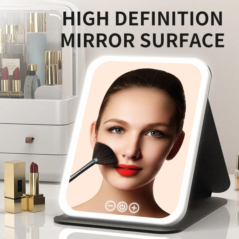 Espejo de Maquillaje LED Regulable – 3 Modos de Luz y Recargable por USB