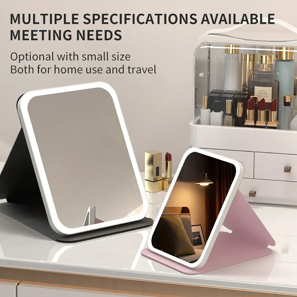 Espejo de Maquillaje LED Regulable – 3 Modos de Luz y Recargable por USB