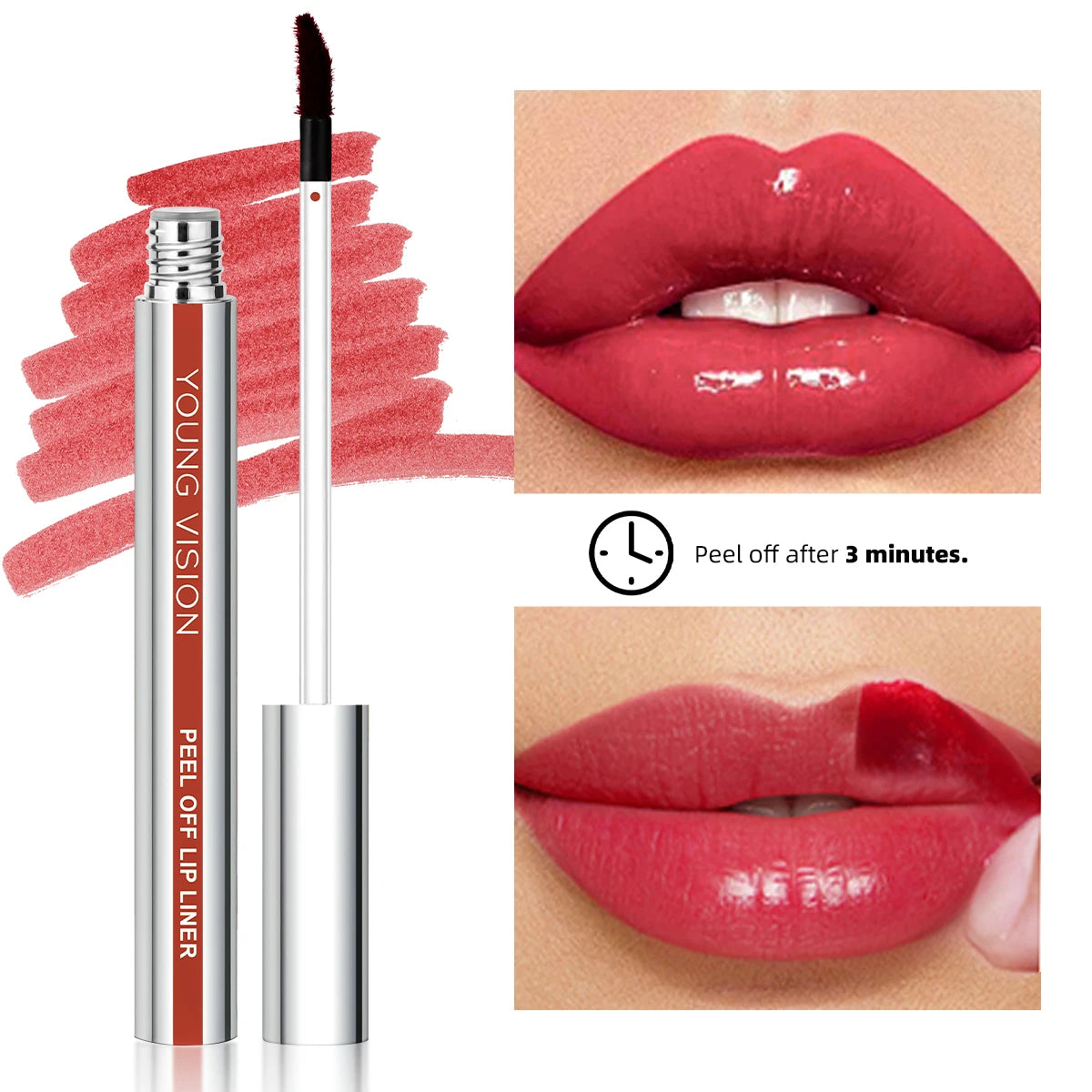 Delineador de Labios Peel-Off OUNG VISION – 3 Colores, Mate y Resistente