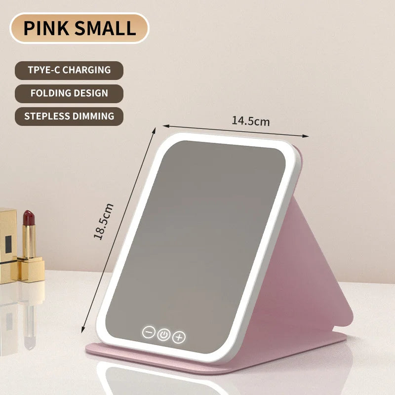 Espejo de Maquillaje LED Regulable – 3 Modos de Luz y Recargable por USB